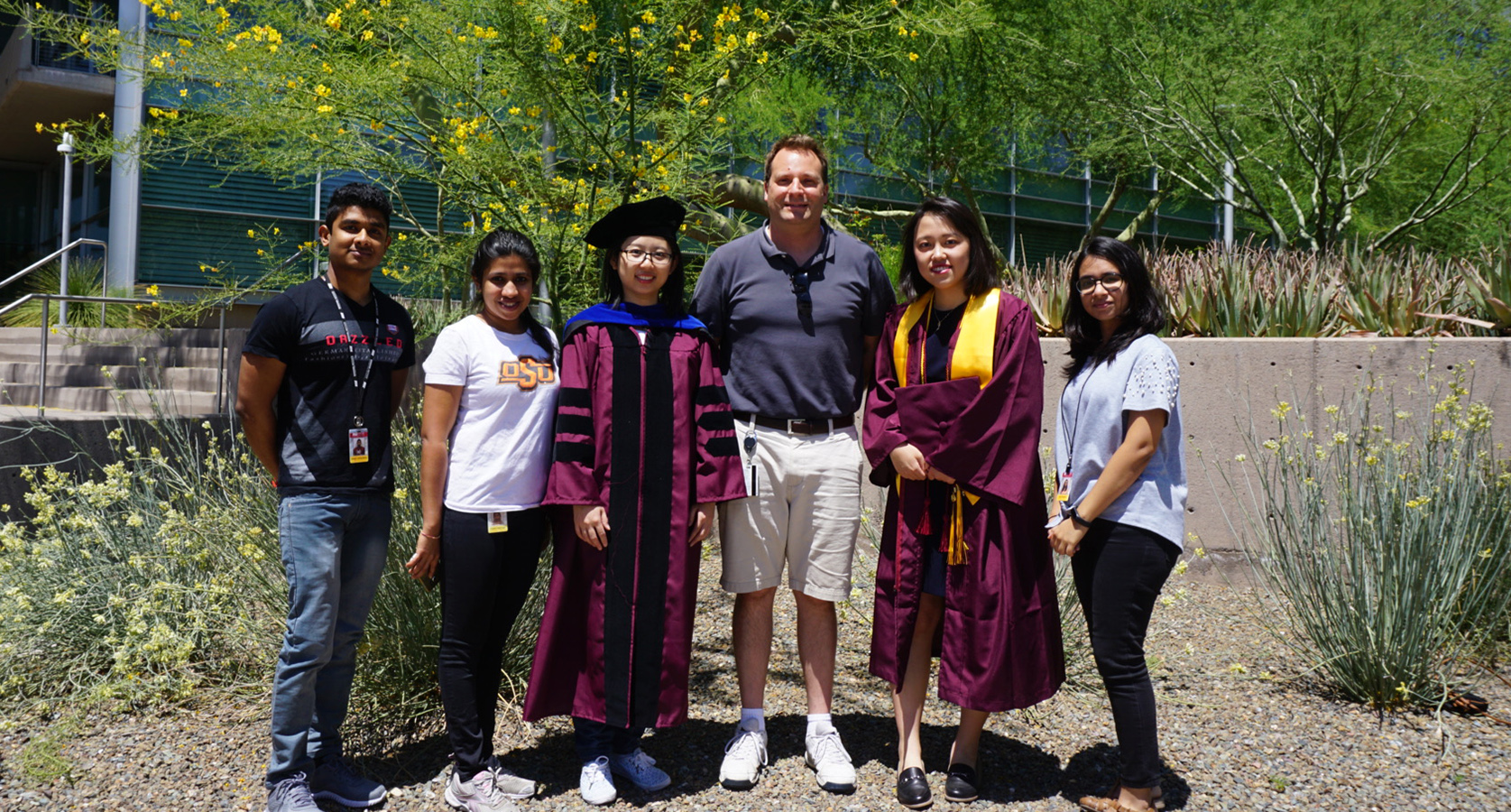 Spring 2019 Graduation Group Photo Nilo Jehanathan, Erandi Kapuruge, Yueming Hu, Chad Borges, Zihan Zhang, Kazi Waheeda